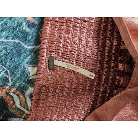 Free People Moonbeam Maxi Metallic Rose Pink Tiered Skirt with Wide Waistband - Picture 5 of 5